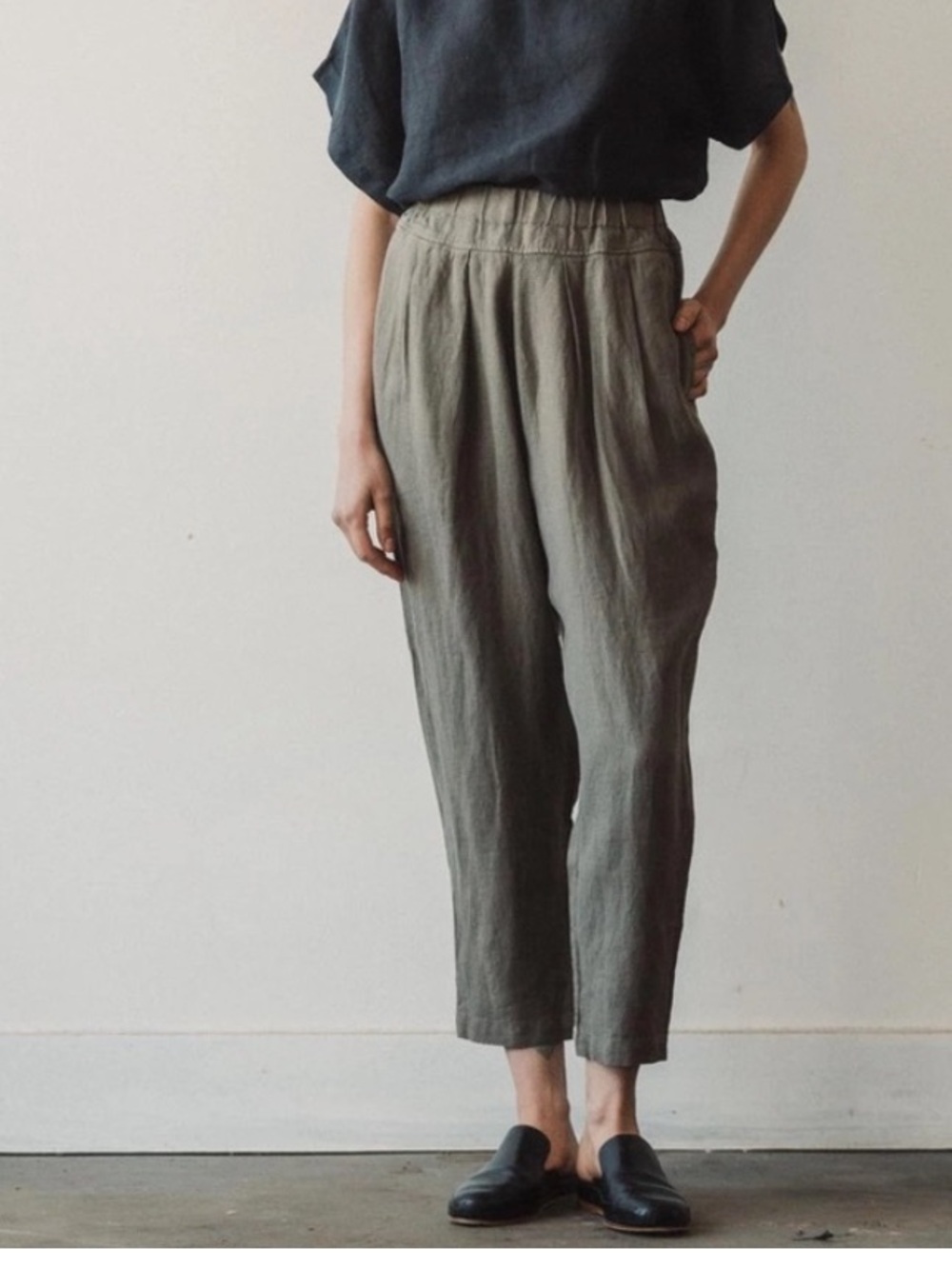 BLACK CRANE Grey Linen Carpenter Pants Size Small